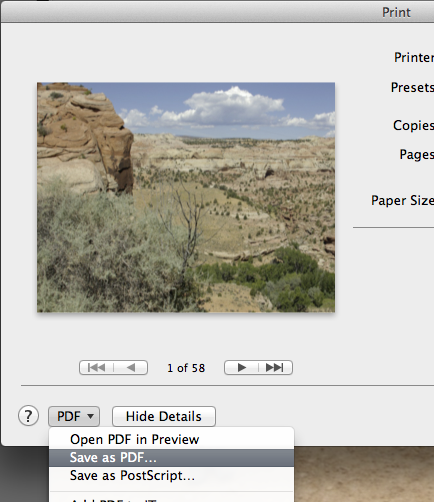 Сохранение pdf c Aperture